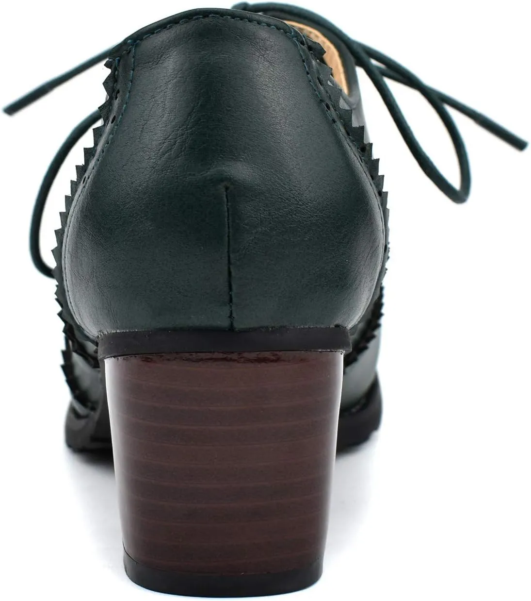 100FIXEO Women Block Heel Wingtip Oxford Shoes Vintage Chunky Heel Saddle Shoes