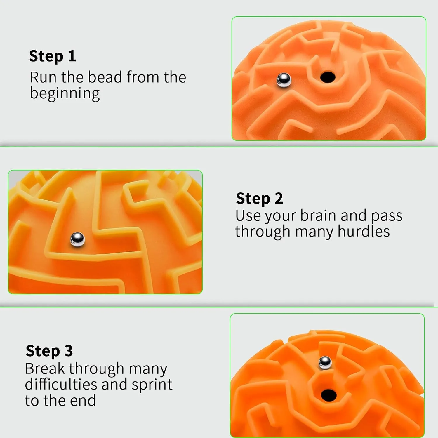 2 Pack 3D Maze Puzzle Ball - Brain Teaser Game, Gravity Memory Cube - Educational Toy Gifts for Students, Teens, Adults - Orange and Blue