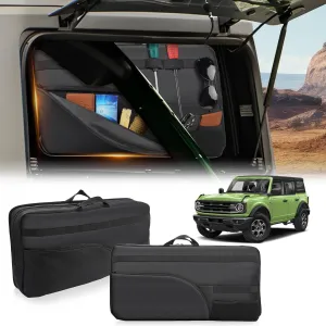 2 Pack Side Window Storage Bag Kit for 2021-2025 Ford Bronco 4 Door,2nd Row Roll Bar Cargo Suction Organizer Storage Pocket Handbag for Bronco Off-Road Accessories