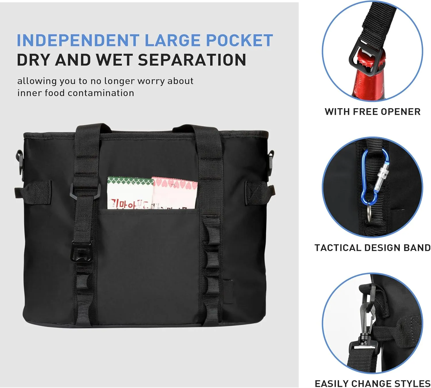 20 Cans Insulated Cooler Bag, Collapsible Leakproof Outdoor Portable Cooler with Zippered, Reusable Portable Grocery Cooler Bags for Travel, Picnic, Camping, Kayaking