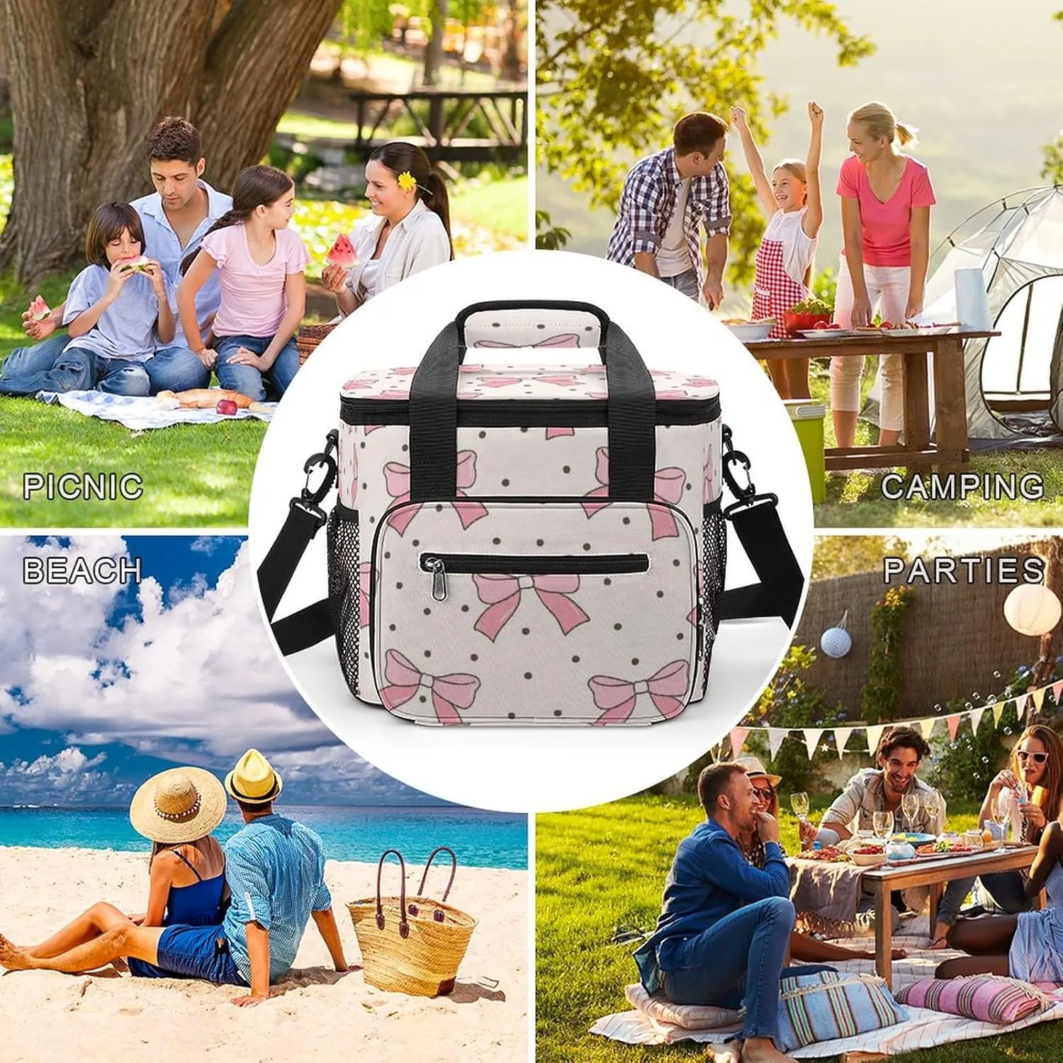 22.5L Waterproof Soft Cooler BagInsulated Lunch Box for Camping Fishing Beach Road Trips