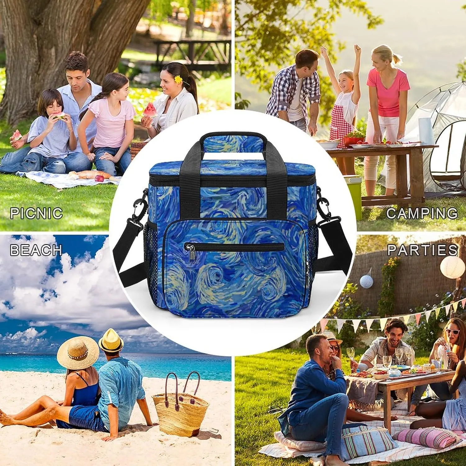 22.5L Waterproof Soft Cooler BagInsulated Lunch Box for Camping Fishing Beach Road Trips