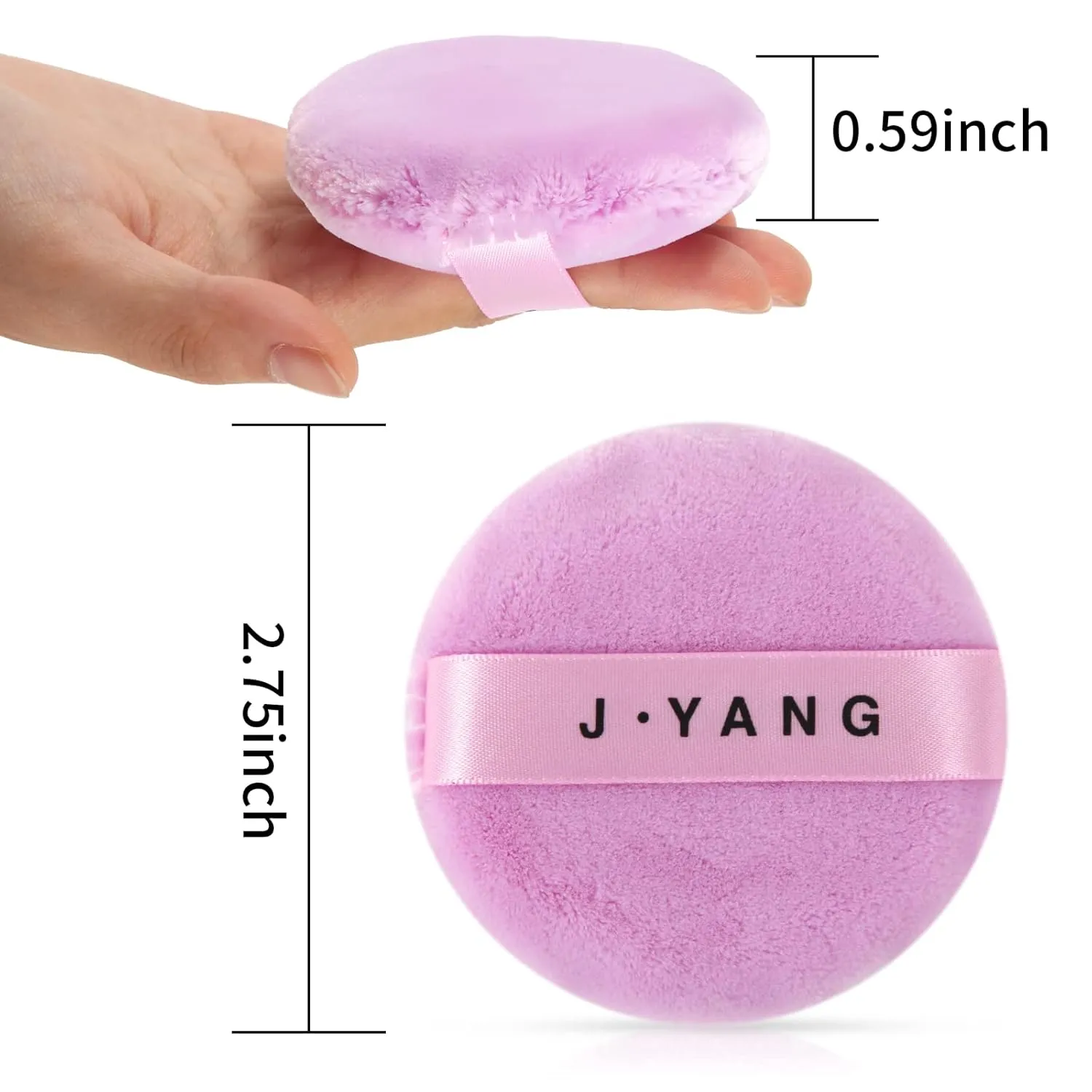2.75Inch Color powder puff Washable Large Body Powder Puff Velour Body Powder Puff Soft & Furry 6PCS (Purple)
