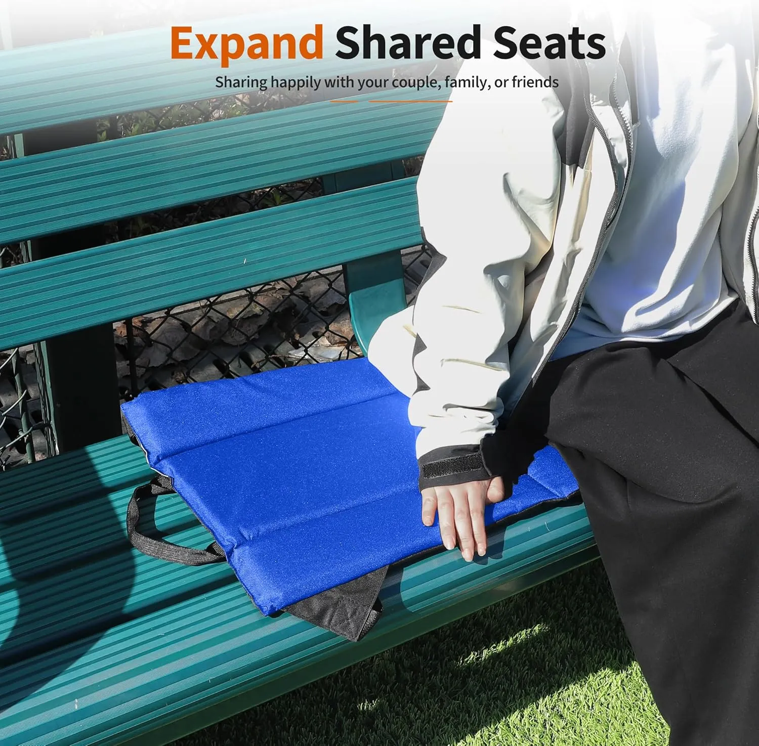 2PCS Portable Stadium Seat Cushion for Bleachers,Folding Lightweight Seat with Backrest,Adjustable Straps,Ideal for Camping,Hiking,Sports Events,Outdoor Concerts