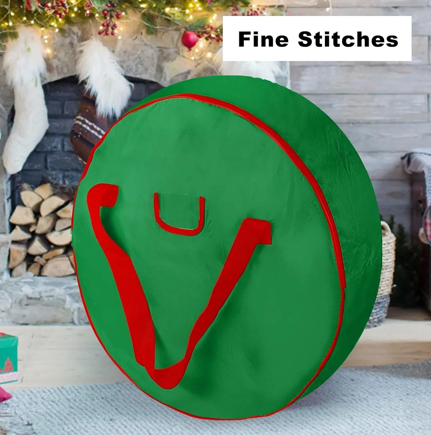 30" Christmas Wreath Storage Container Bag - Christmas Large Garland Ornament Wreath Container - Reinforced Wide Heavy Duty Handle and Double Sleek Zipper - Protect Your Party Decorations - Green