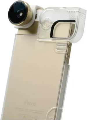 4-In-1 Lens and Quick-Flip Case for and Pro-Photo Adapter - iPhone 5/5s - Retail Packaging - Gold Lens/Clear Case