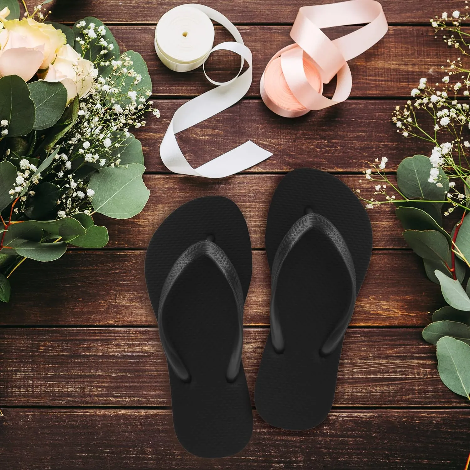 48 Pairs Flip Flops, Includes Sign Bulk Wedding Reception Favor, Beach Pool Party Soft Sole Wholesale Case
