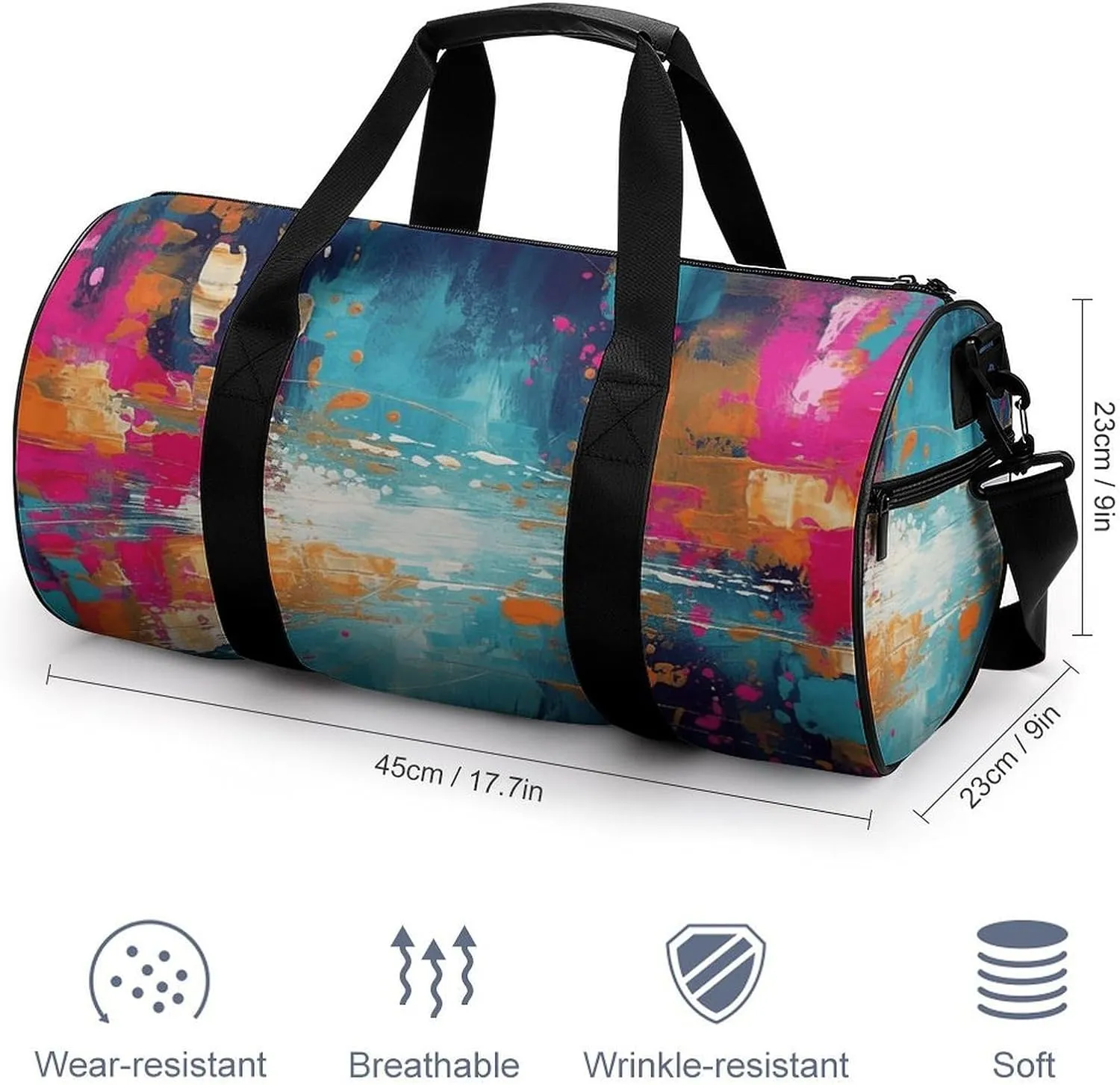 Abstract Oil Painting Gym Bag Small Travel Duffle Bag with Compartment Carry On Weekender Bag for Women Men