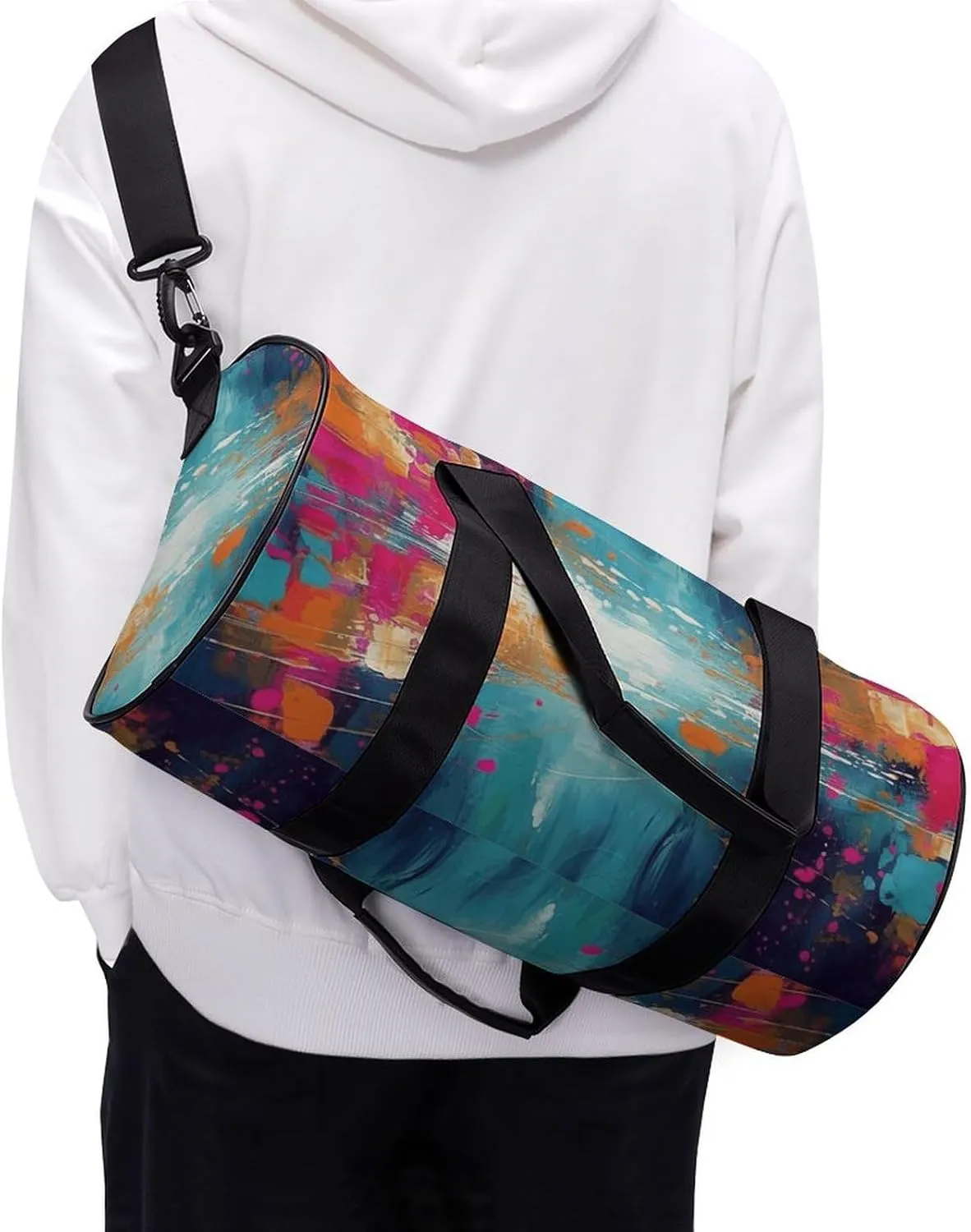 Abstract Oil Painting Gym Bag Small Travel Duffle Bag with Compartment Carry On Weekender Bag for Women Men