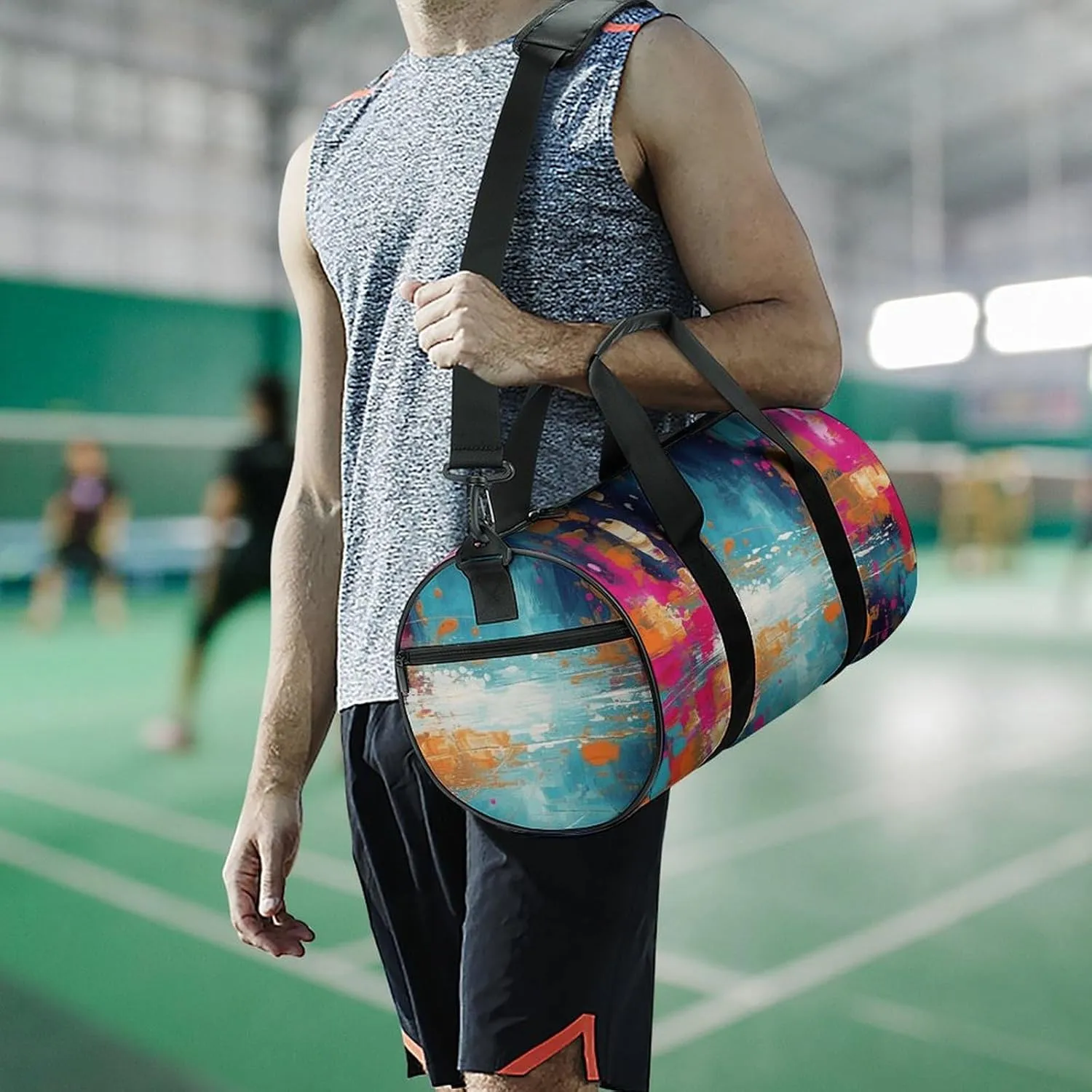 Abstract Oil Painting Gym Bag Small Travel Duffle Bag with Compartment Carry On Weekender Bag for Women Men