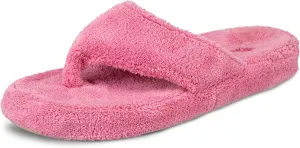 Acorn Women's Spa Thong Slippers with Cloud Contour Comfort - Arch Support and Plush Fluffy Terry Lining, Perfect for Beach, Camping, Poolside, or Bathroom Wear