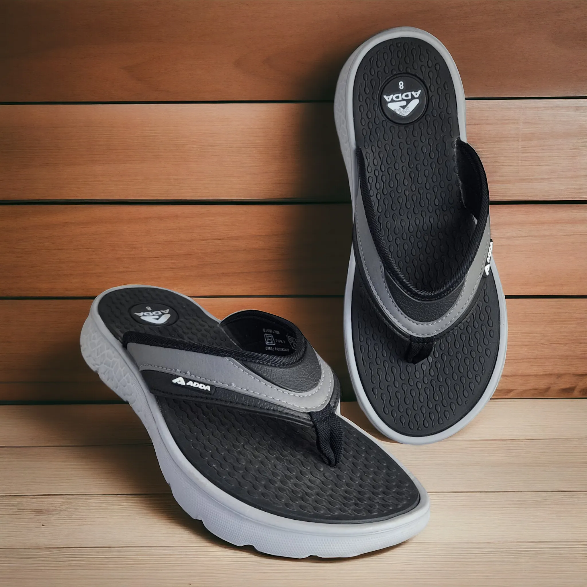 ADDA HYBRID1 BLACK/GREY  Men's Slipper/Chapple/Flip flop