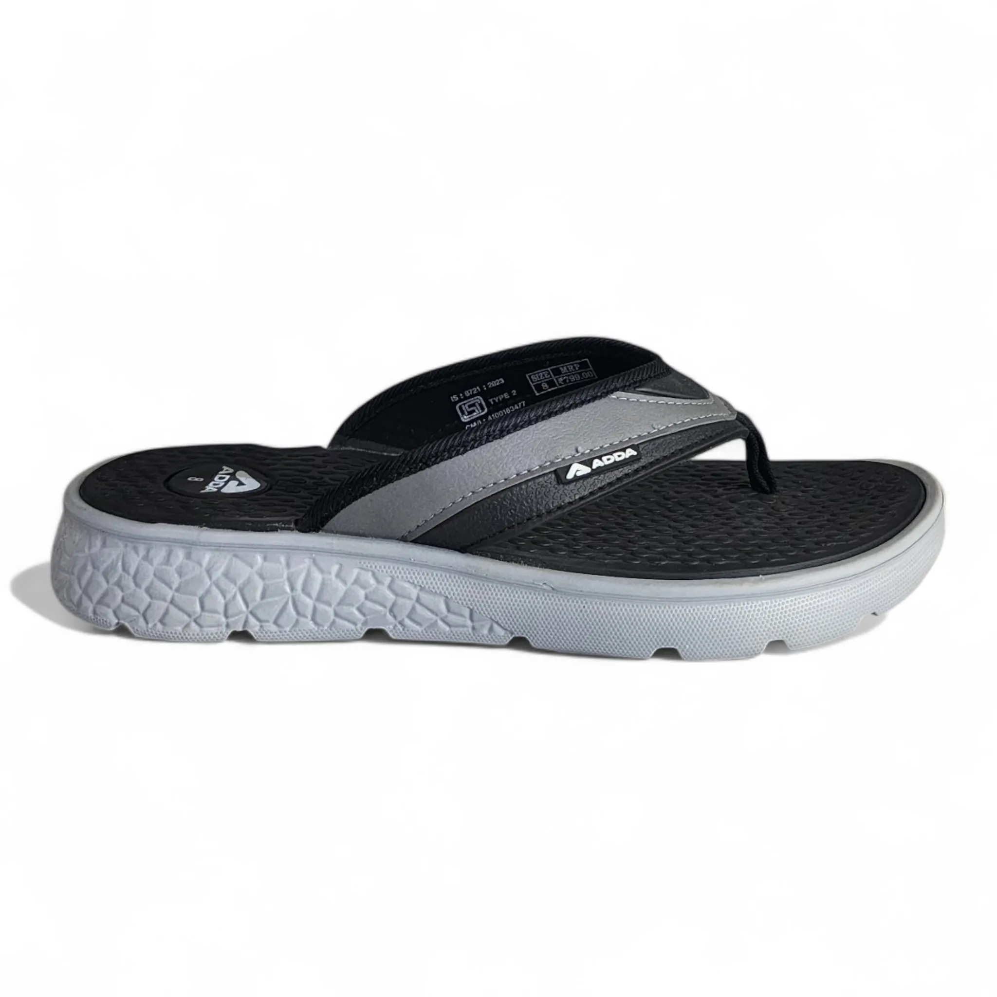 ADDA HYBRID1 BLACK/GREY  Men's Slipper/Chapple/Flip flop