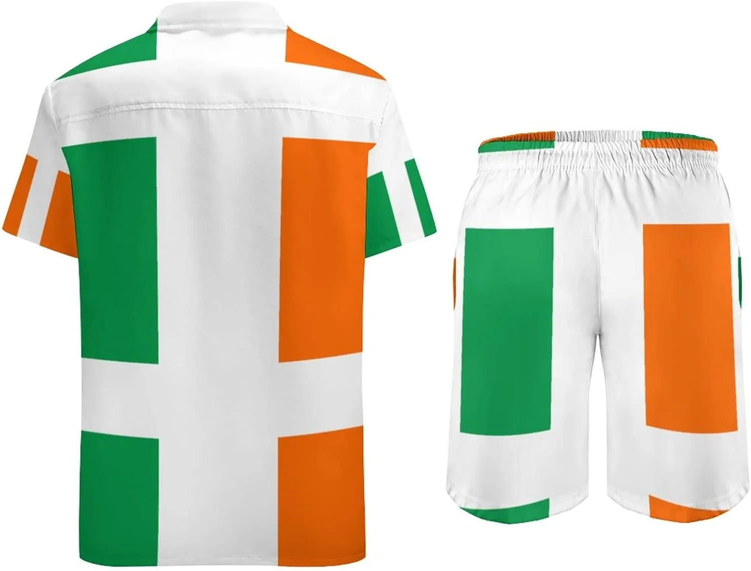 Adugen Origei Ireland Flag Casual Beach Suit Summer Beach Shorts 80s 90s Men's Swim Trunks Printed Beach Shorts 3XL