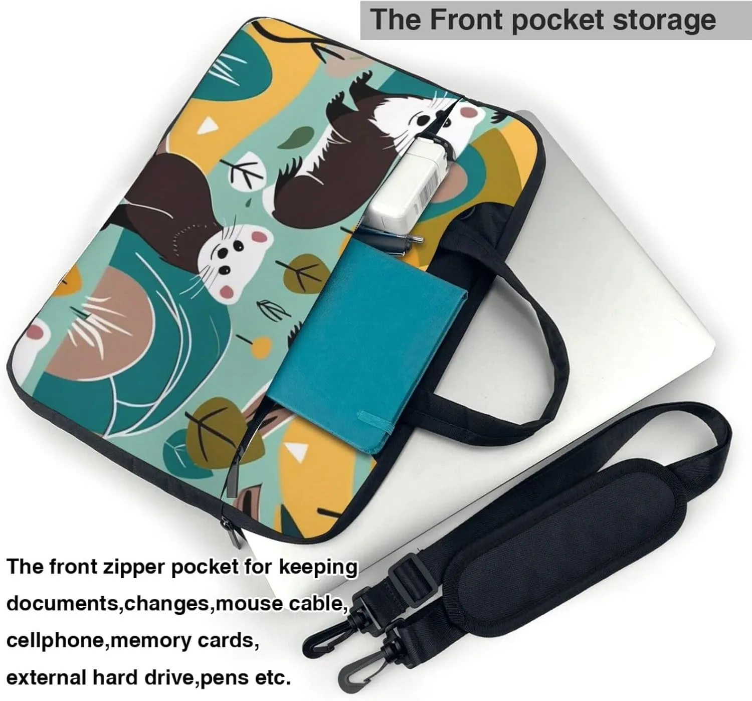 Adventurous Ferret Print Laptop Bag, 13-15.6 inch Work Tote Briefcase Messenger Bag Gifts for Men Women