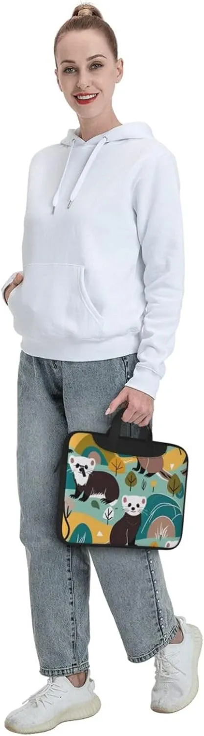Adventurous Ferret Print Laptop Bag, 13-15.6 inch Work Tote Briefcase Messenger Bag Gifts for Men Women