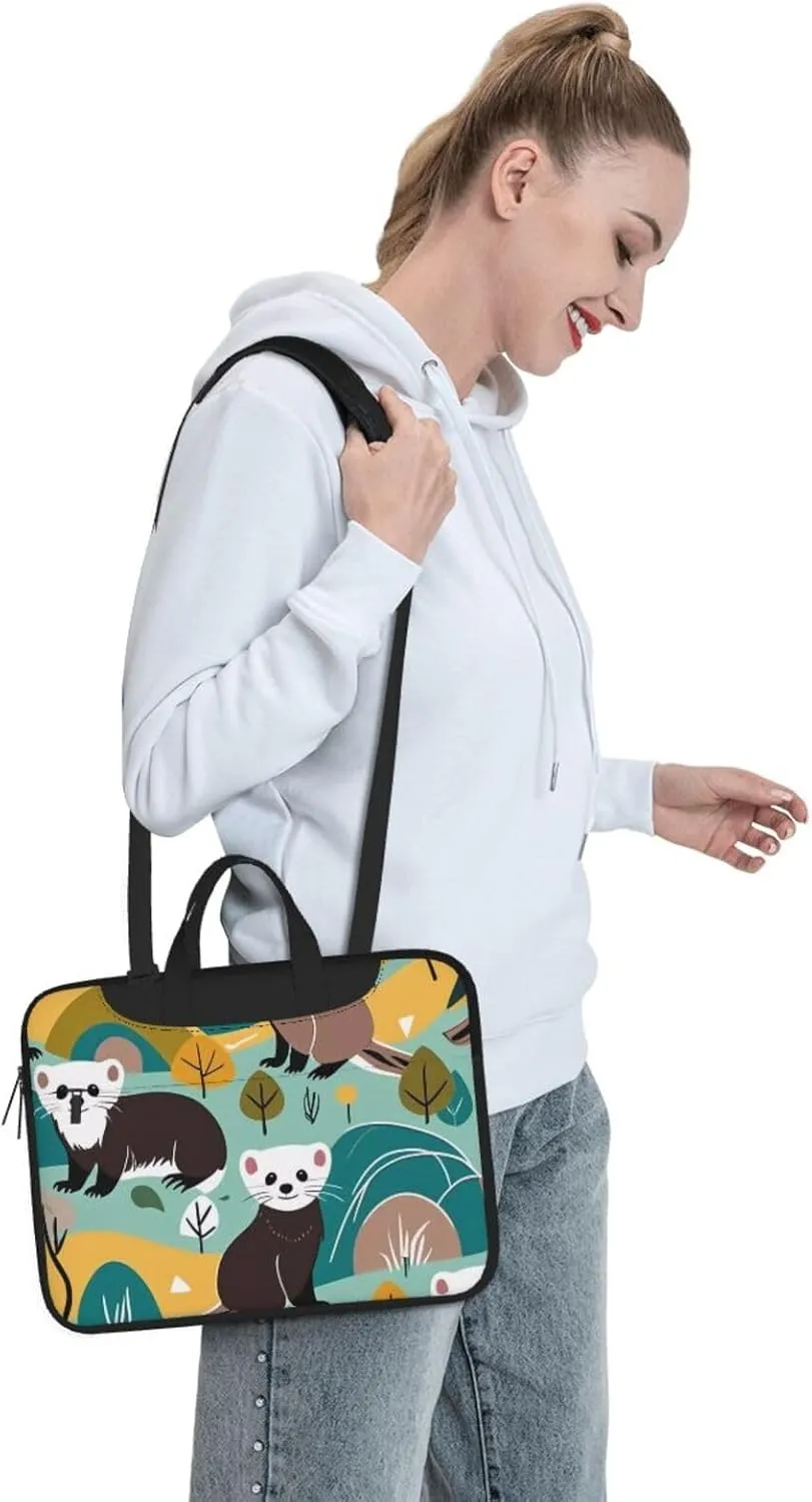 Adventurous Ferret Print Laptop Bag, 13-15.6 inch Work Tote Briefcase Messenger Bag Gifts for Men Women