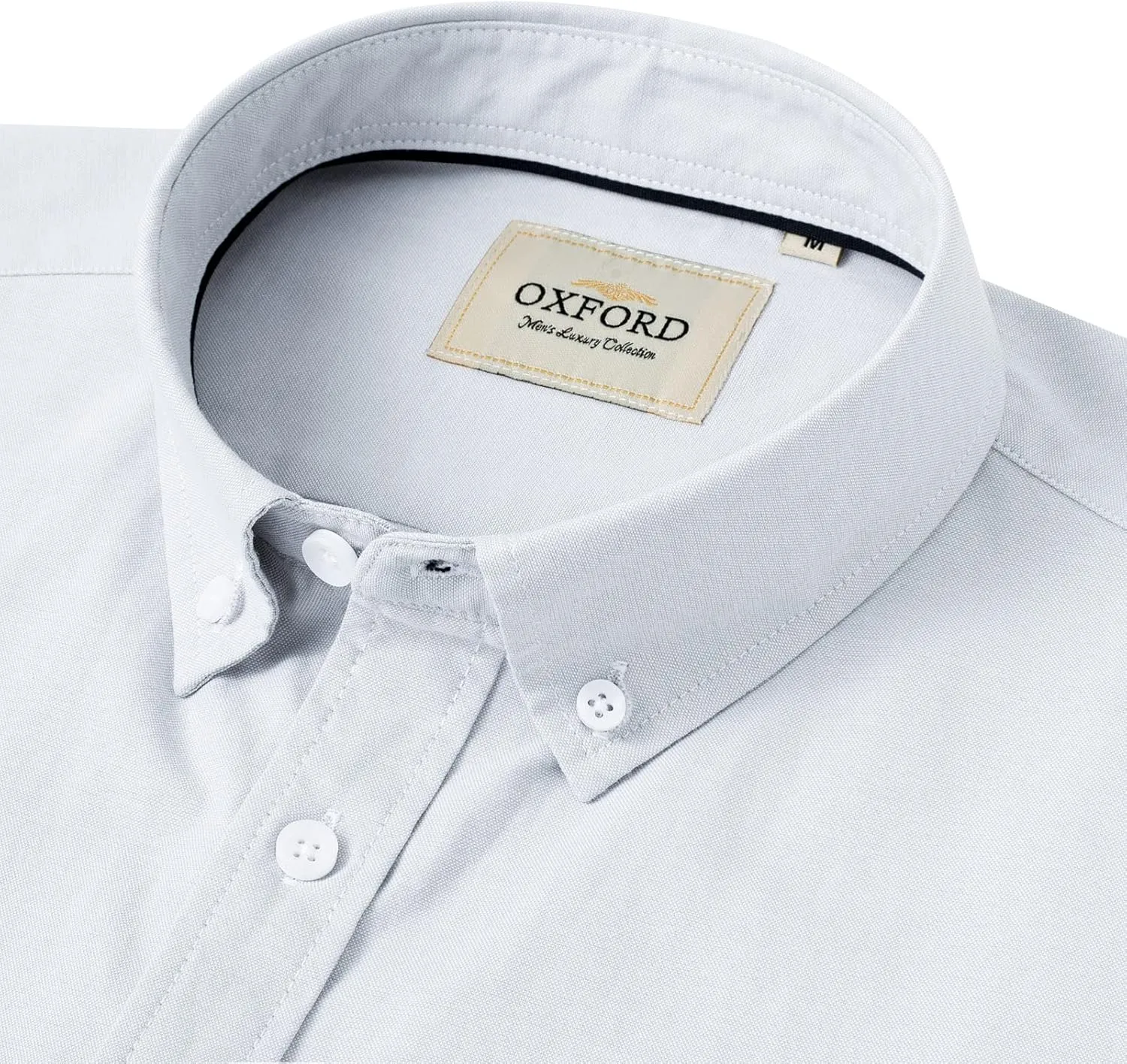 Alimens & Gentle Men's Short Sleeve Oxford Shirt Regular Fit Button Down Collar Shirts with Pocket