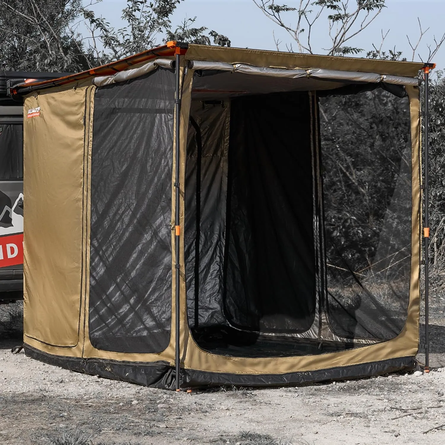 ALL-TOP Awning Room with Floor 6.6' x 8.2' Rip-Stop 420D Oxford Awning Tent with Bug-Resistance Mesh, Waterproof Sun Shelter for Overland, Camping(Room Only)