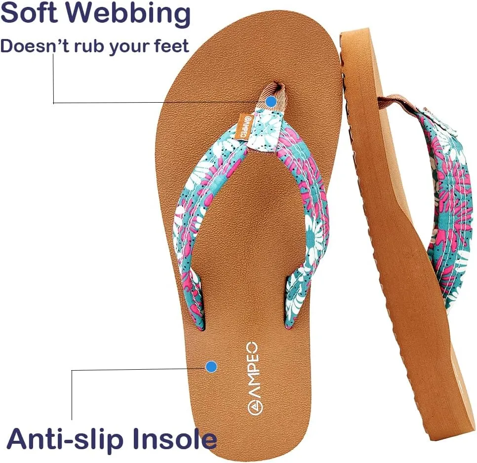 Ampeo Women's Arch Support Flip Flops Comfortable Casual Summer Beach Thong Sandals