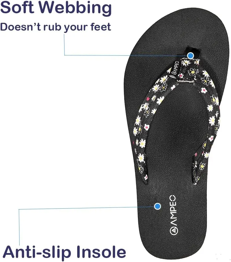 Ampeo Women's Arch Support Flip Flops Comfortable Casual Summer Beach Thong Sandals