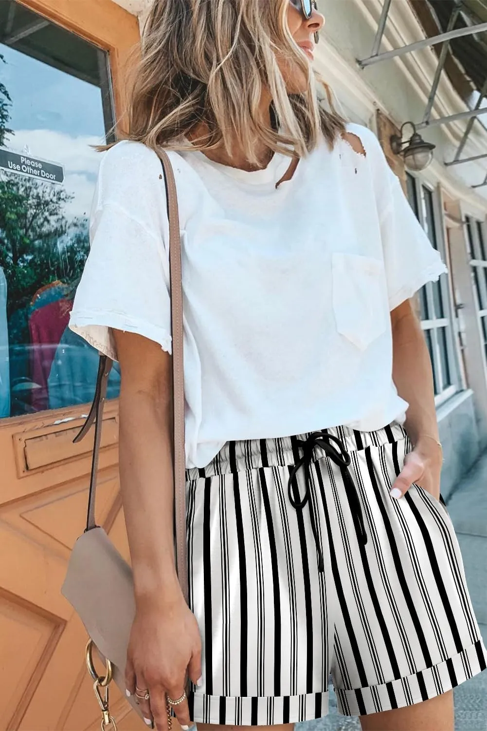 Angerella Women Casual Shorts Drawstring Comfy Elastic Waist Shorts Summer Pull On Short Pants with Pockets