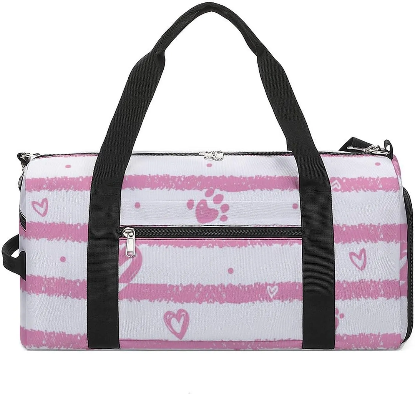 Animal Tracks And Hearts Fitness Large Gym Bag for Unisex with Shoe Compartment & Wet Pocket