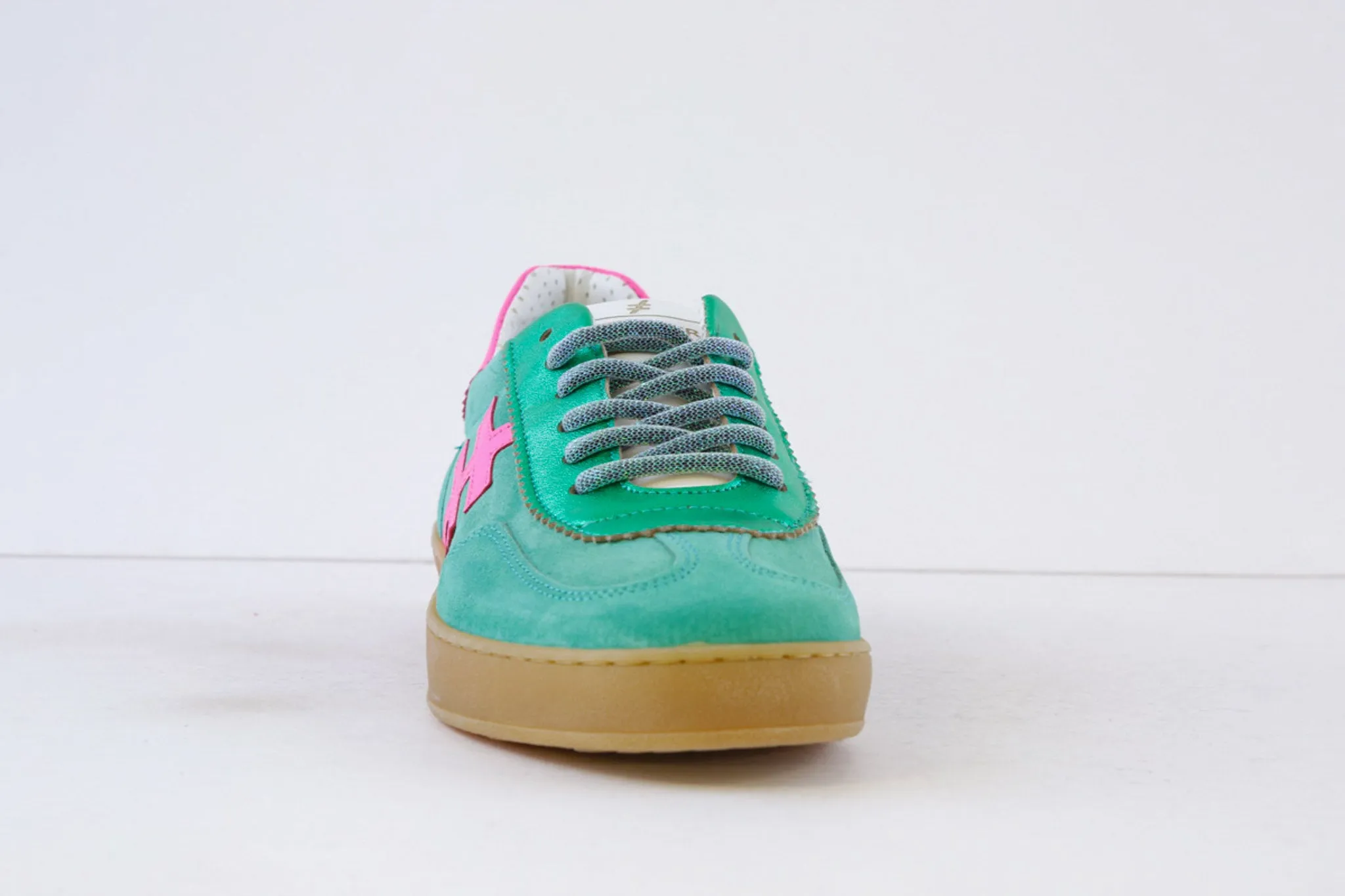 ANOTHER TREND - A032.11.62 LACED FASHION TRAINER - GREEN/PINK