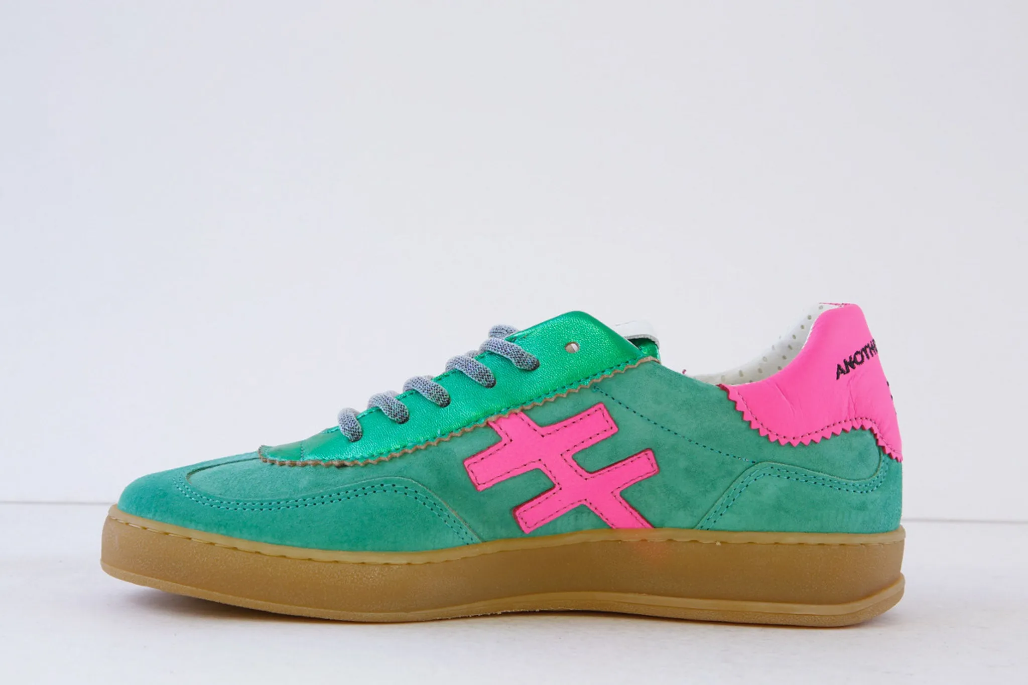 ANOTHER TREND - A032.11.62 LACED FASHION TRAINER - GREEN/PINK