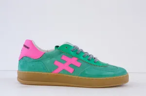 ANOTHER TREND - A032.11.62 LACED FASHION TRAINER - GREEN/PINK
