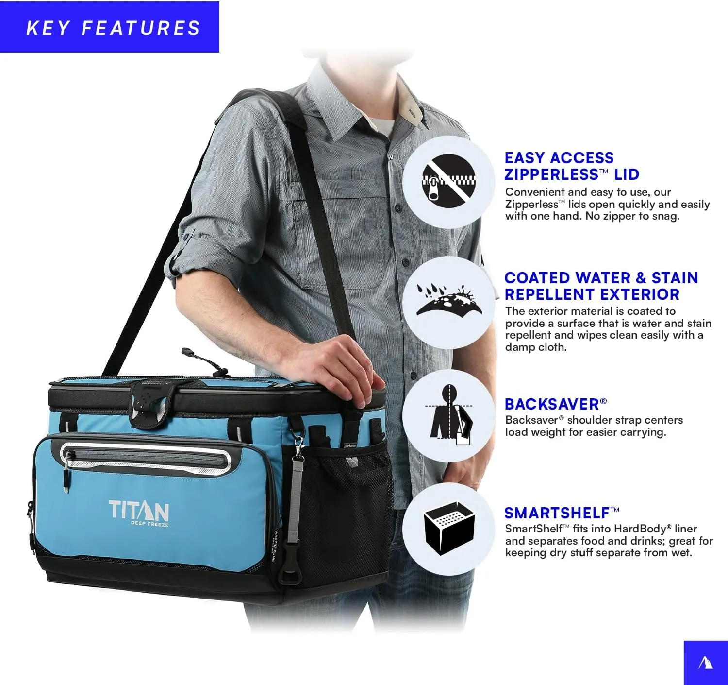 Arctic Zone Titan Deep Freeze Cooler - Zipperless Hardbody Cooler - Small & Large Capacity- Beach & Camping Cooler - Deep Freeze Insulation, HardBody Liner, and SmartShelf