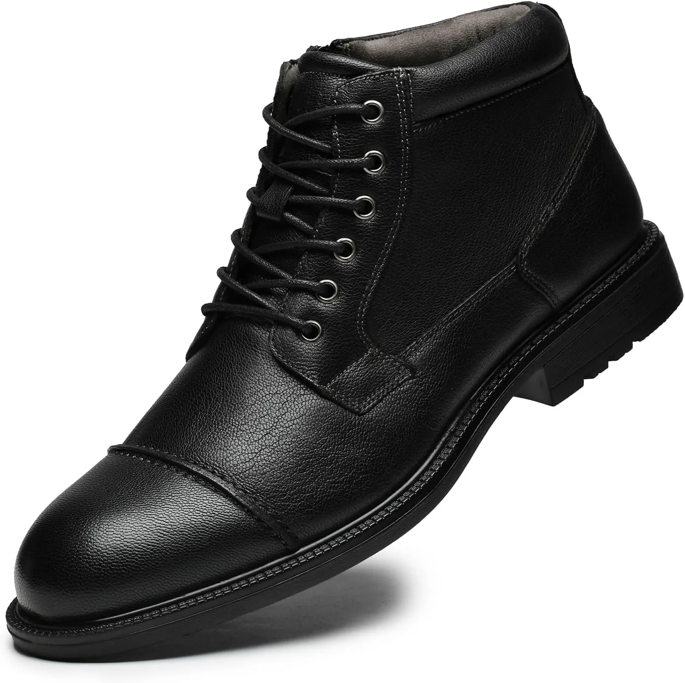 Arkbird Mens Oxford Leather Dress Boots Classic Cap Toe Side Zip Mid Top Casual Ankle Boots for Men
