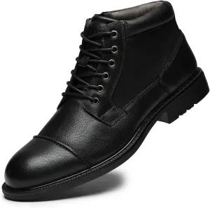 Arkbird Mens Oxford Leather Dress Boots Classic Cap Toe Side Zip Mid Top Casual Ankle Boots for Men