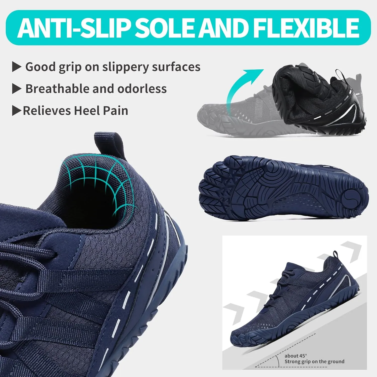 Barefoot Shoes Women Men Minimalist Zero Drop Wide Toe Box Water Shoes Hiking Barefoot Footwear Unisex Sneakers for Workout Cross-Trainer Walking Running Camping Beach Weightlifting Grounding Sport