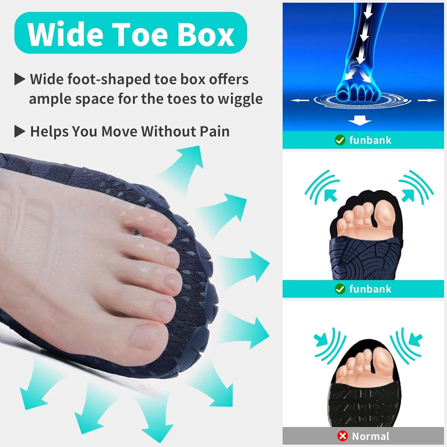 Barefoot Shoes Women Men Minimalist Zero Drop Wide Toe Box Water Shoes Hiking Barefoot Footwear Unisex Sneakers for Workout Cross-Trainer Walking Running Camping Beach Weightlifting Grounding Sport