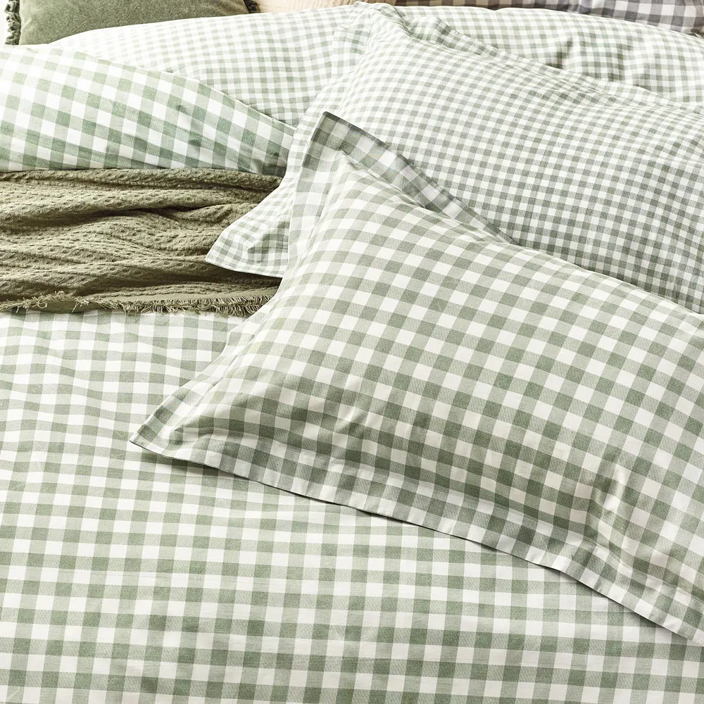 Barton Gingham Check Duvet Cover Set Forest