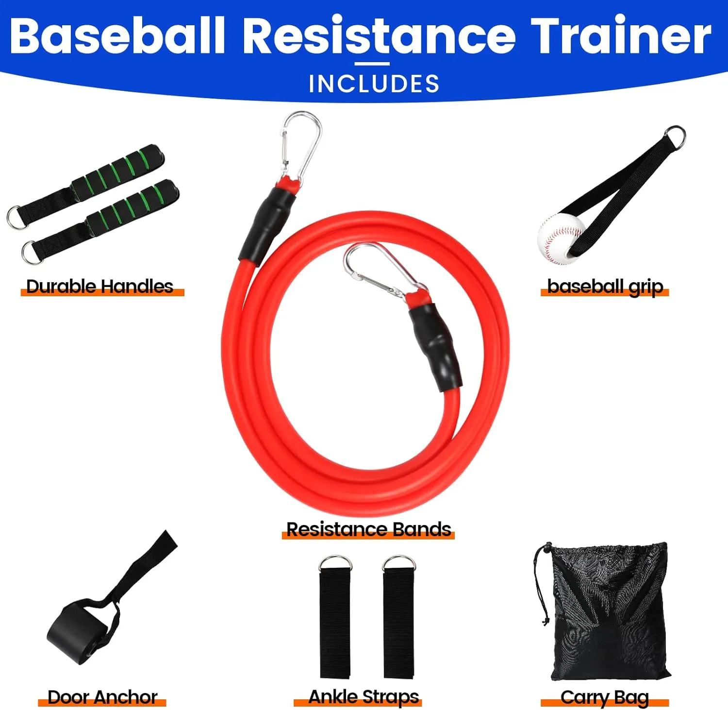 Baseball Resistance Trainer,Training Aid for Baseball Softball Pitchers,Interchangeable Grips to Build Arm Strength,Arm Bands for Baseball Players,Baseball Throwing Trainer,Great to Warm-Up