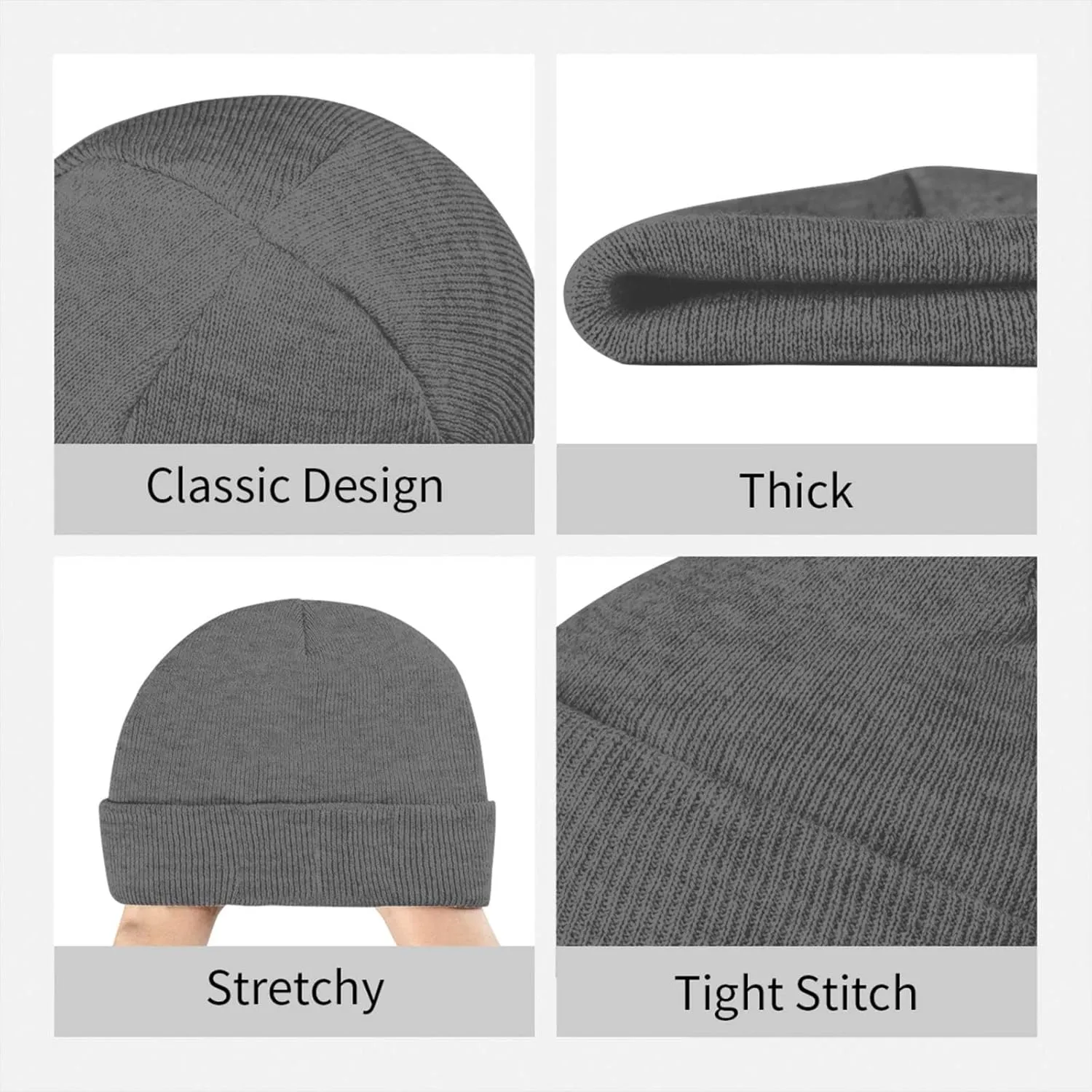 Beanie for Men Winter Hats for Women Knit Hat Great White Shark Beanie Soft Warm Cuffed Caps Stylish Watch Cap Black Beanie