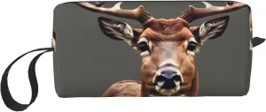 Beauty Deer print Multi-Purpose Cosmetic Bag with Zipper Canvas Makeup Bag, Travel Toiletry Pouch, Pencil Bag