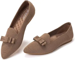 BEJINASH Women's Loafer Flats Casual Knit Fabric Lightweight Dressy Shoes Washable Elegant Pointed-Toe lace-up Bow Shoes Comfortable Ballet Shoes for Women Perfect for Daily