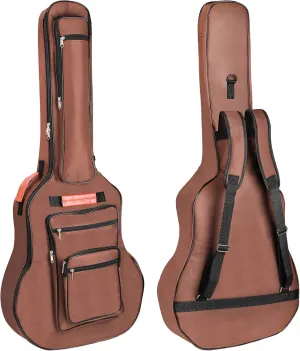 Bekith Acoustic Guitar Bag 40 41 42 Inches, 6 Pockets Guitar Case Waterproof Oxford Cloth Thick Sponge Pad, Dual Adjustable Shoulder Strap Soft Guitar Case Gig Bag, Brown