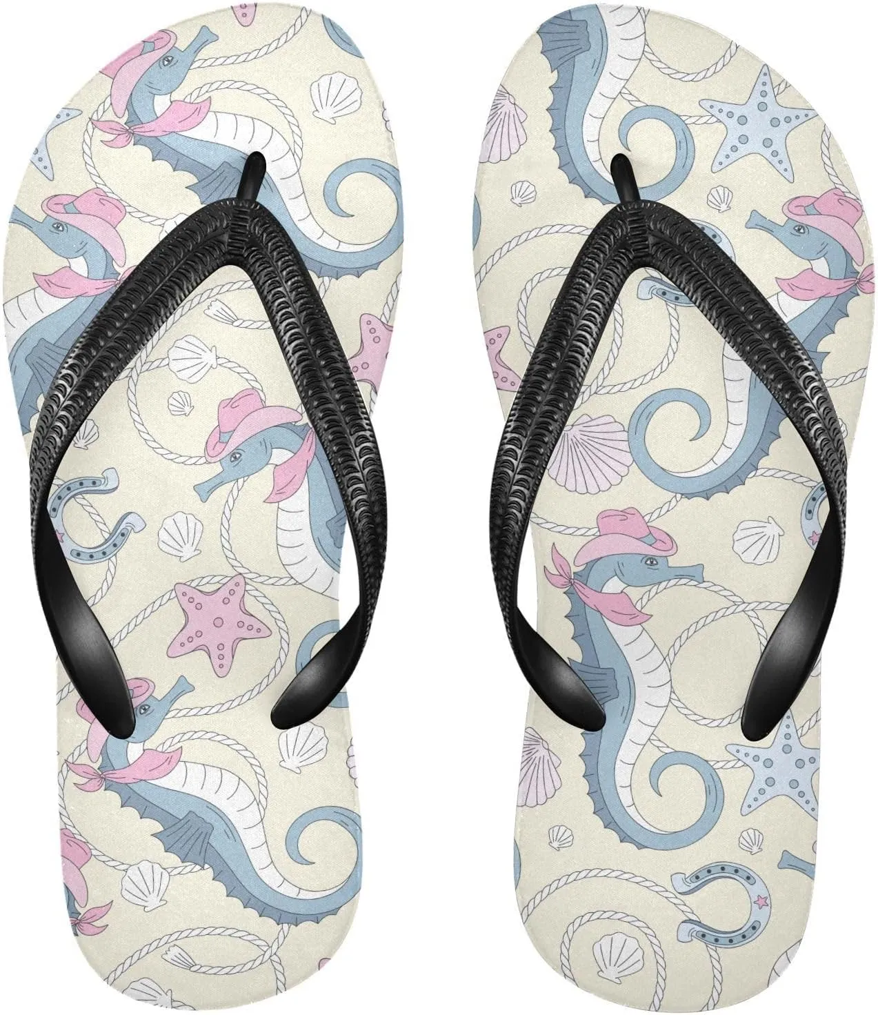 Blue Shell Rope Flip Flops for Beach Thong Sandals Anti-slip Lightweight Flat Slippers for House Indoor Outdoor