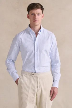 Blue Stripe Button Down Collar Tailored Fit Oxford Shirt
