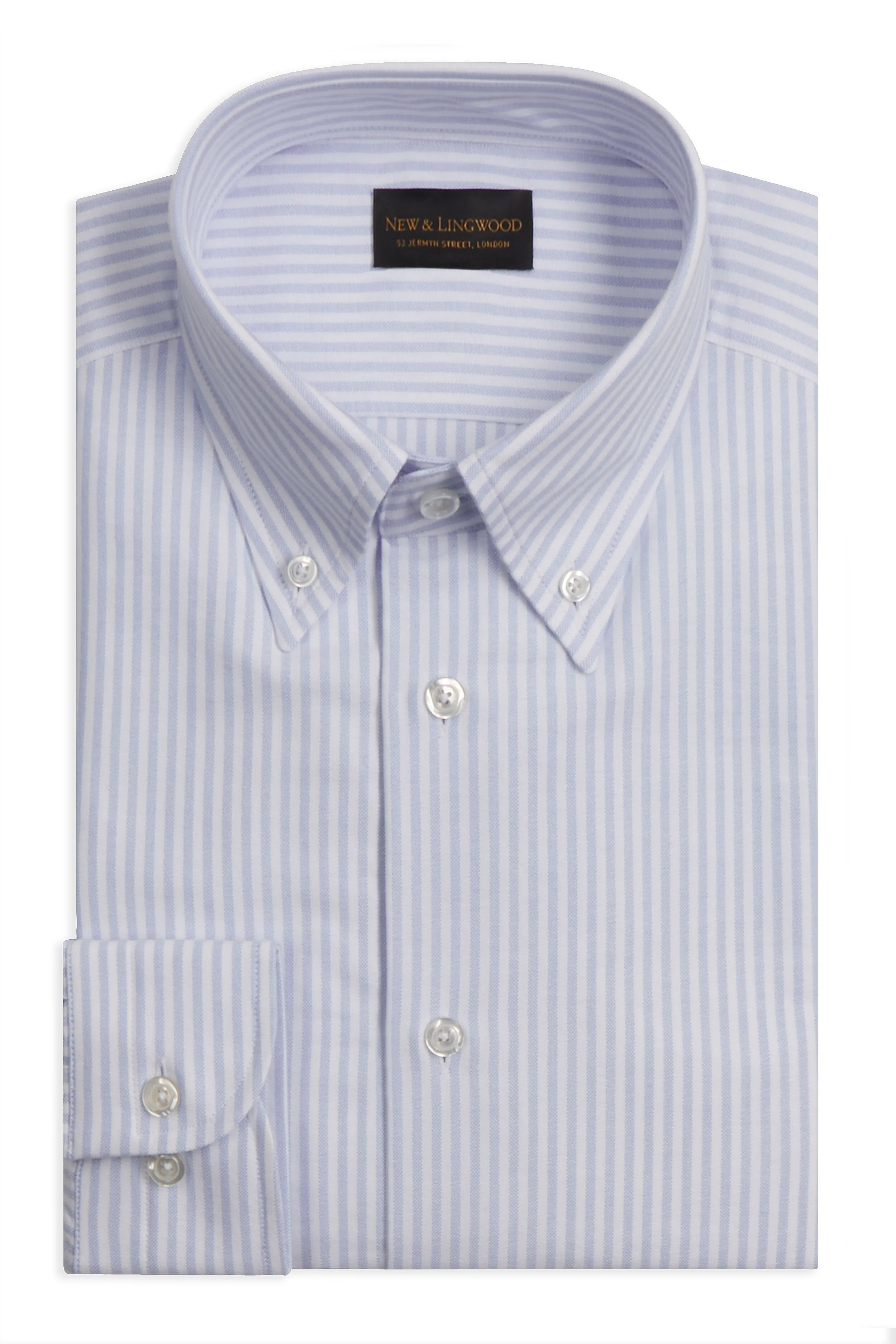 Blue Stripe Button Down Collar Tailored Fit Oxford Shirt