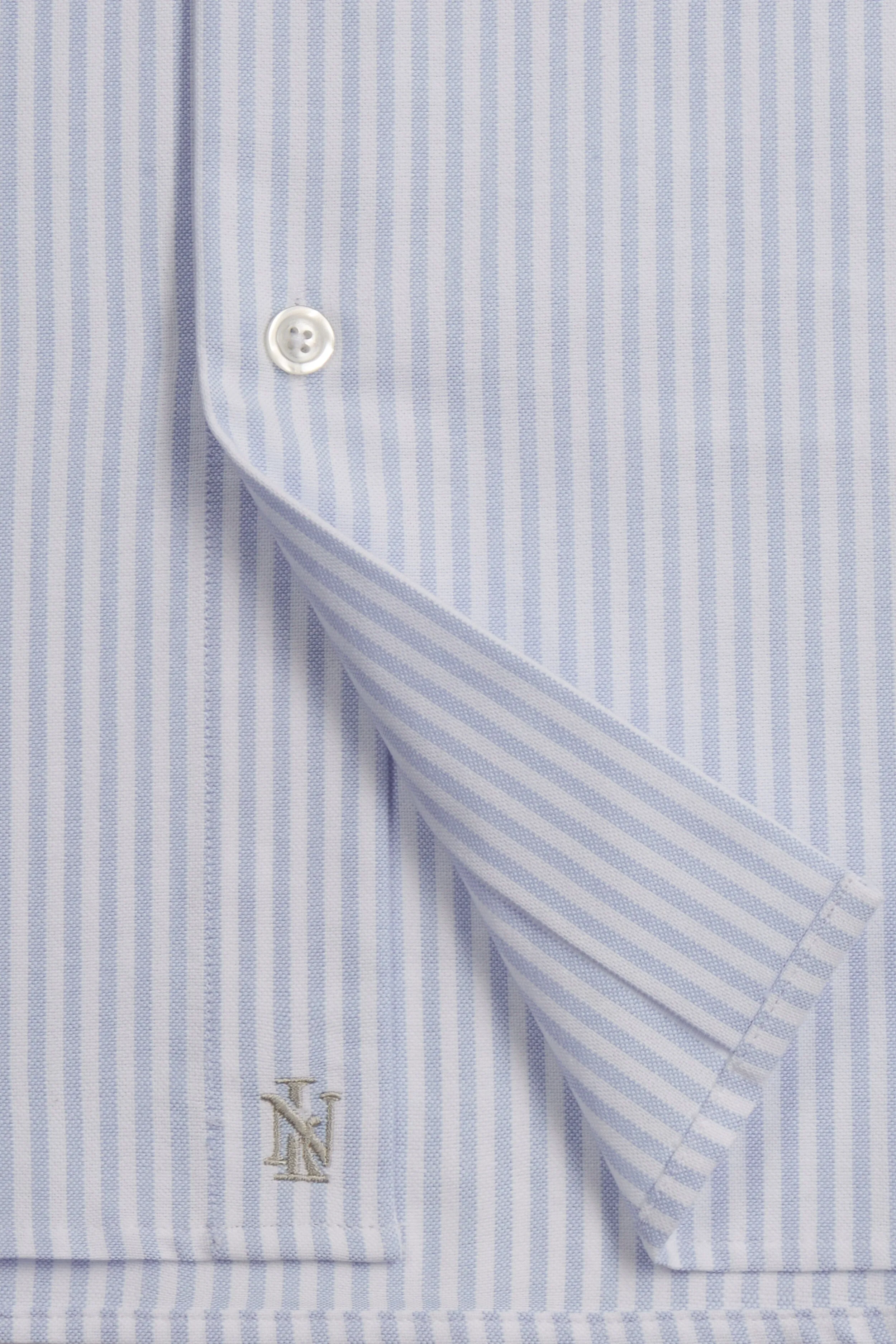 Blue Stripe Button Down Collar Tailored Fit Oxford Shirt