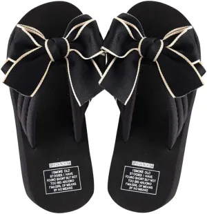 Bowknot Flip Flop for Women Cushioned Wedge Sandals Cute Gothic Lolita