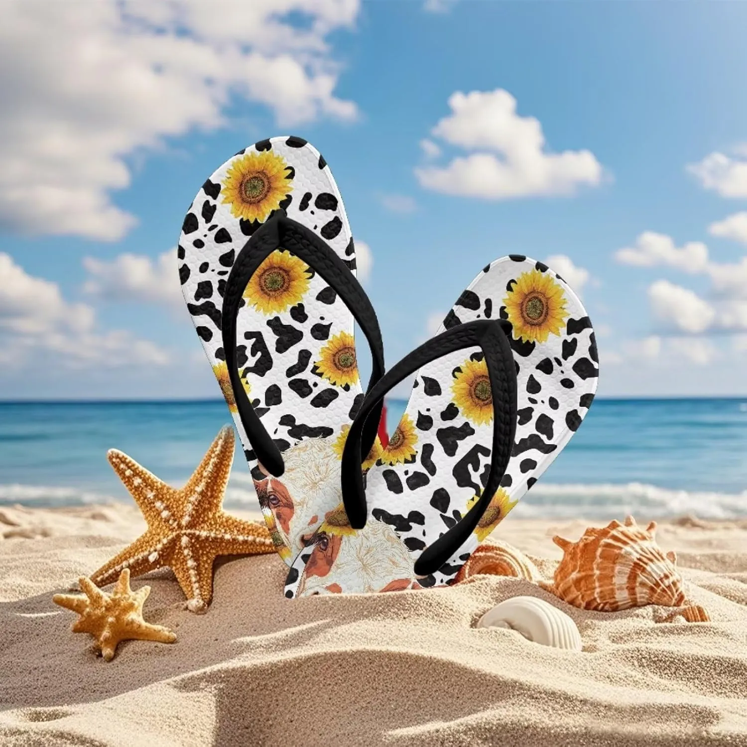 Boy Girl Flips Flops for Kids Cartoon Print Slip-on Thong Sandals Kids Slides for Beach Swim Pool