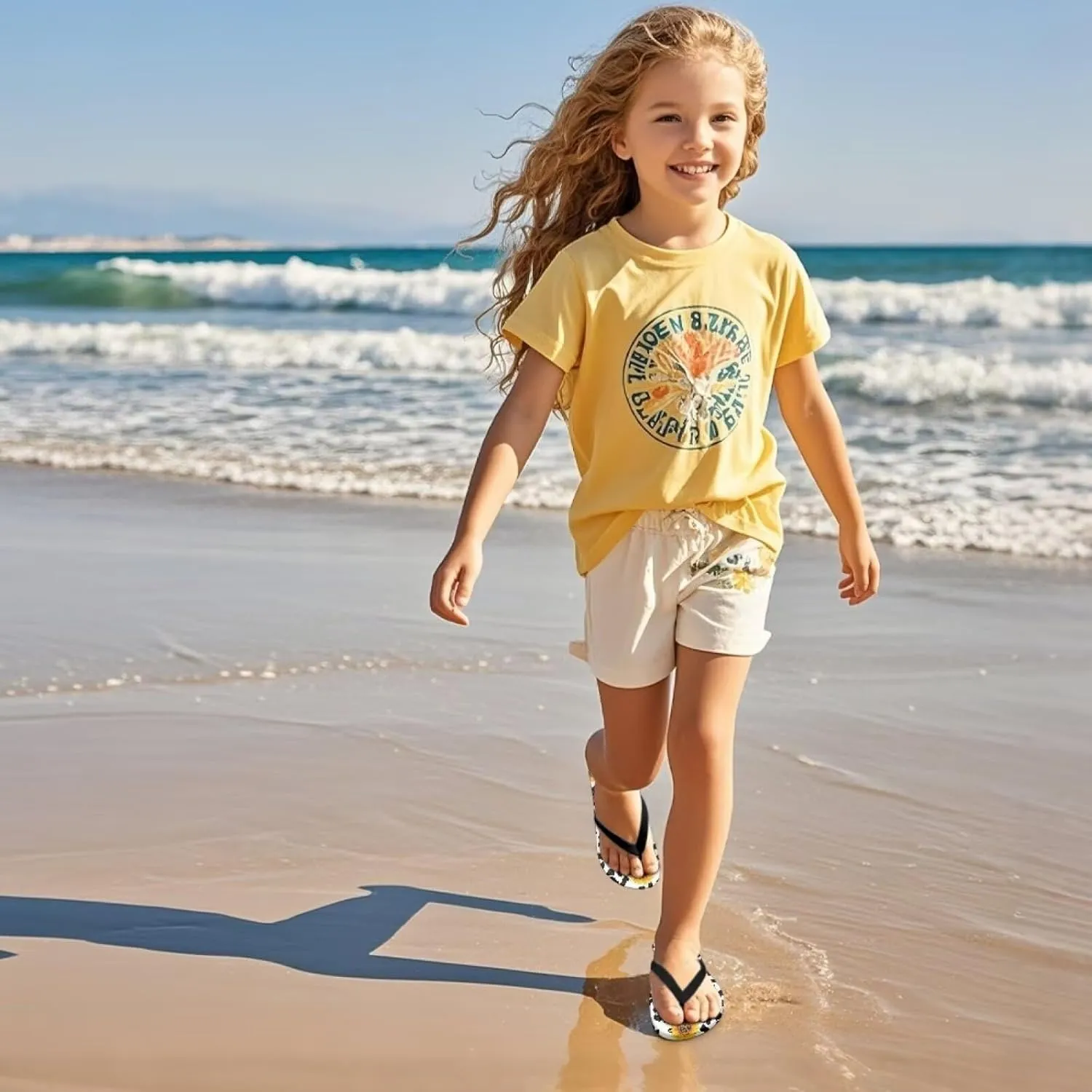 Boy Girl Flips Flops for Kids Cartoon Print Slip-on Thong Sandals Kids Slides for Beach Swim Pool