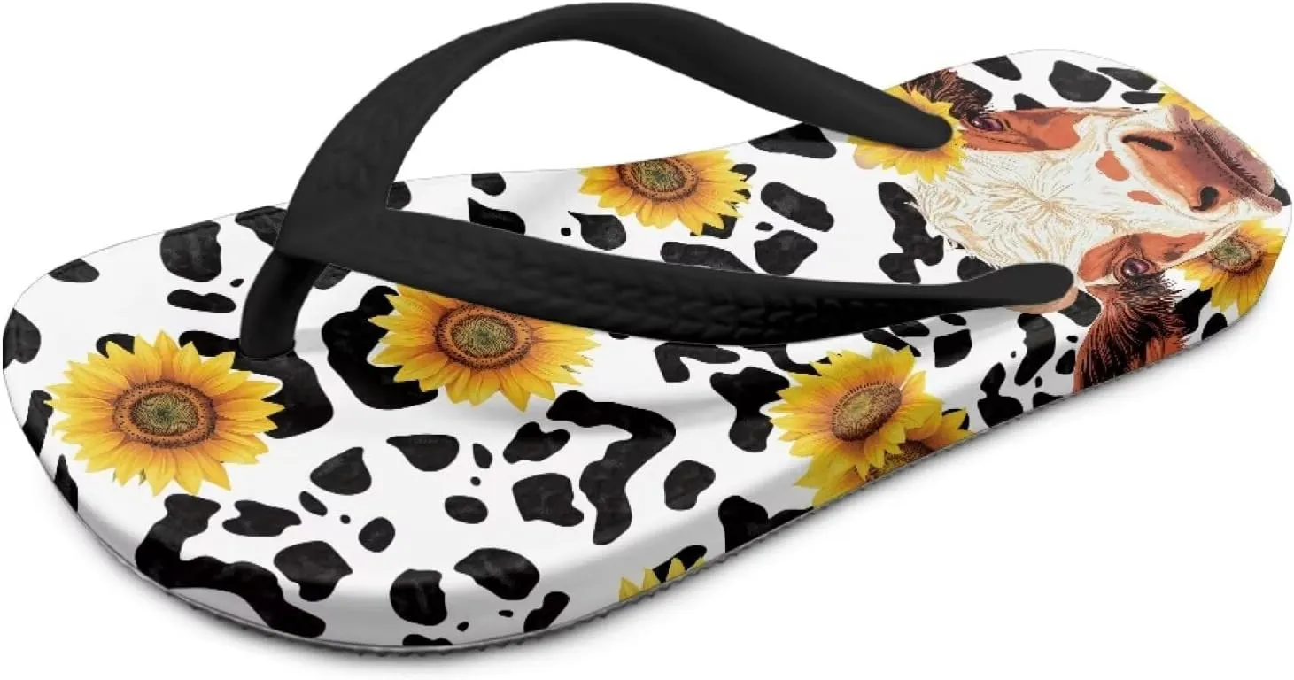 Boy Girl Flips Flops for Kids Cartoon Print Slip-on Thong Sandals Kids Slides for Beach Swim Pool