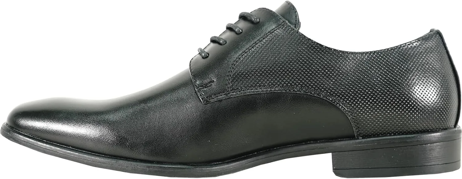 bravo! Men Dress Shoe King Classic Lace-up Oxford Plain or Cap Toe or Wingtip Leather Sock Medium and Wide Width Size from 6 to 18 Black Brown Cognac Blue Purple Red
